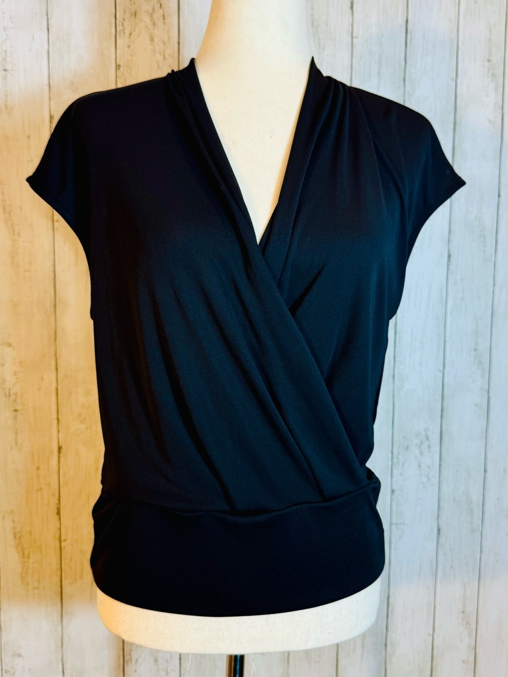 🖤 H&M Draped Surplice Top | Black Blouson Blouse | Medium 🖤